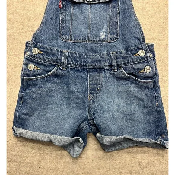 Levi's Distressed Medium Wash Shortall Girls 10 Regular - Picture 3 of 11